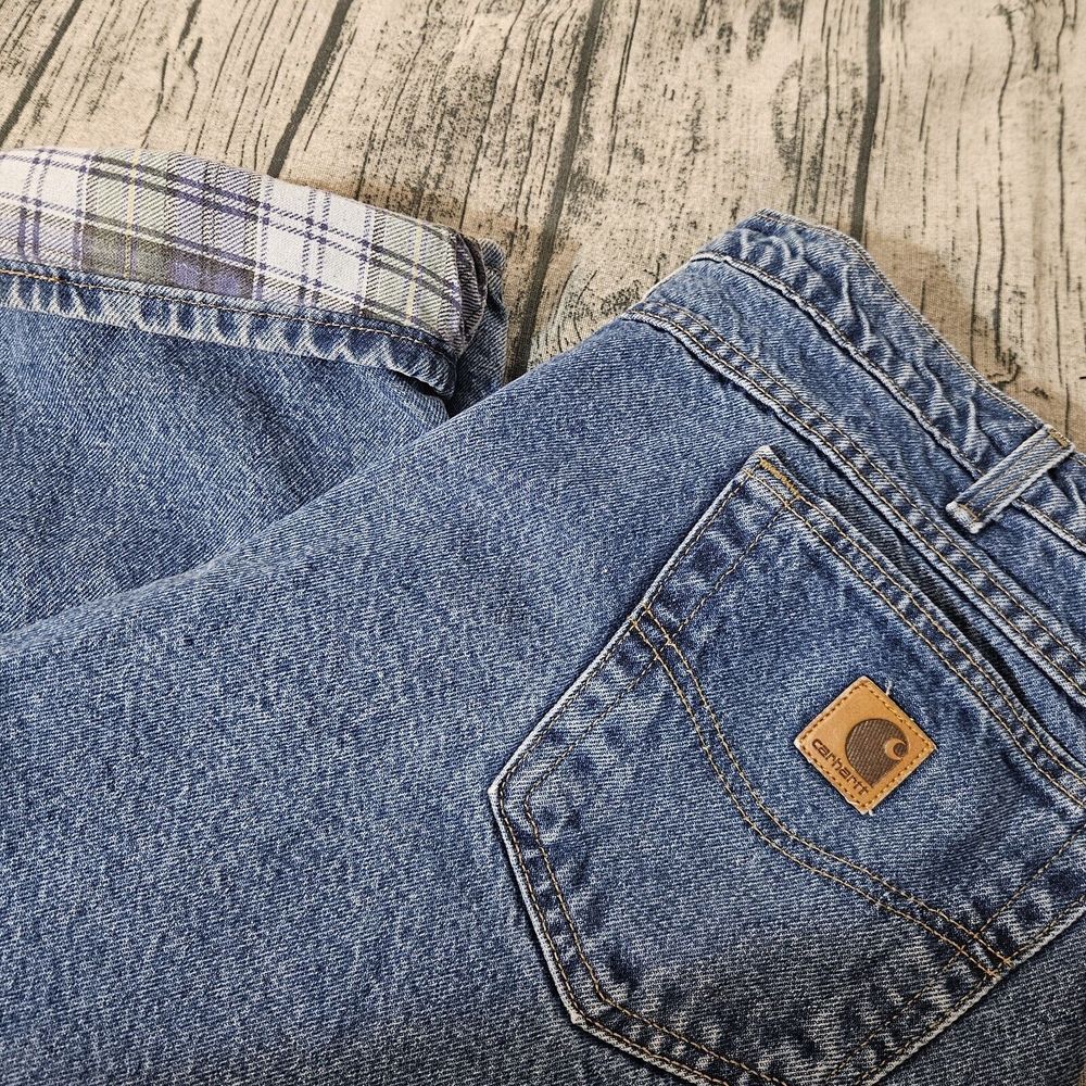 Vintage Carhartt Jeans Men's 46x32 B21‎ DST Flannel Lined 1999 90s Y2K VTG EUC